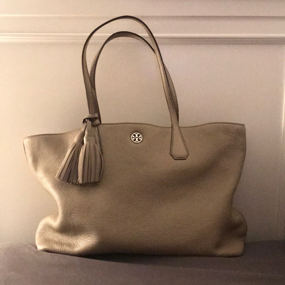 Tory Burch Perry Tote with Tassel French Gray